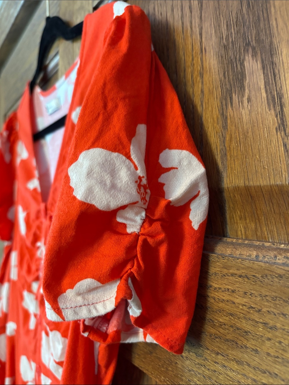 SO Orange Floral Button-Front Tie-Waist Dress - Picture 4 of 8